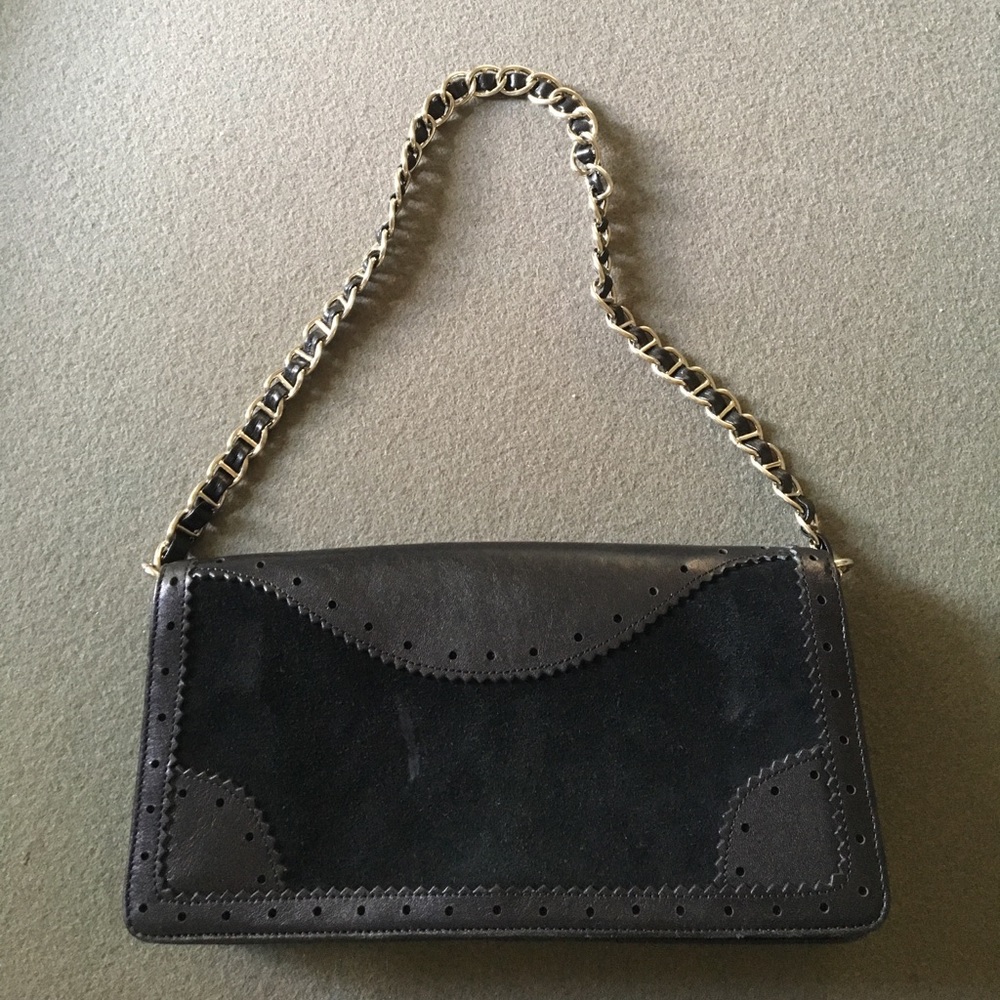 Nordstrom black suede & leather shoulder bag / clutch